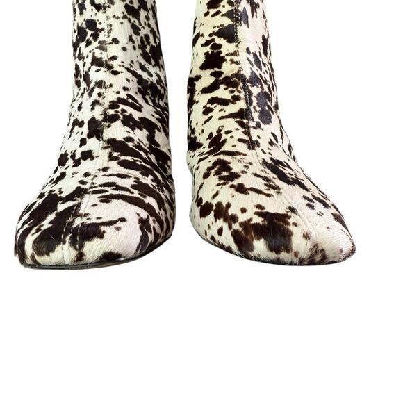 J.Crew Roxie Zip-Back Ankle Boots Calf Hair Snow Pony Animal Print Cream Black 6 - Picture 5 of 14